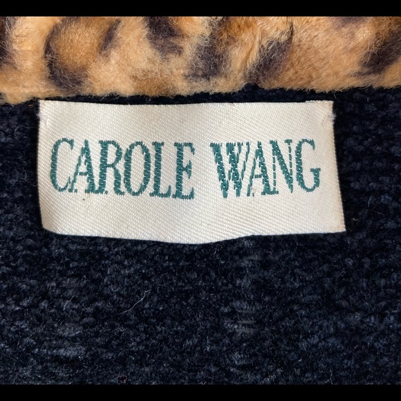 Vintage Carole Wang 1990’s chenille sweater animal print collar cheetah buttons - Picture 8 of 10